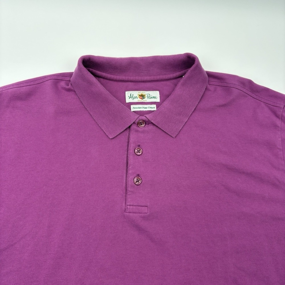 Alan Paine‎ Polo Shirt Mens 3XL Purple Peruvian Pima Cotton Short Sleeve Knit